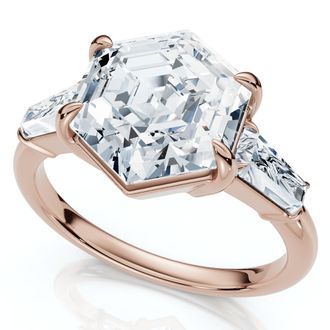 Pompeii3 Certified 3 1/2Ct Hexagon Diamond Engagement Ring 14k Gold or Platinum Lab Grown