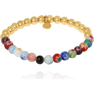Jessica Simpson Multicolor Beaded Stretch Bracelet with Gold Accents in Gold, Multicolor at Nordstrom