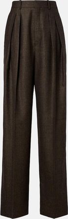 Saint Laurent Herringbone wool wide-leg pants