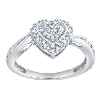 LuvMyJewelry Caressa 0.15 Ct Natural Diamond Heart 10K Gold Ring in 10K White Gold at Nordstrom, Size 5.5