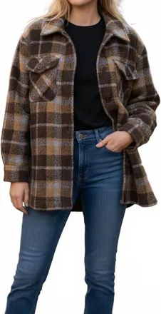 Madewell Womens Plaid Coat In Brown/blue