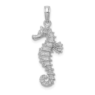 Diamond2Deal 14k White Gold Polished Open-Backed Seahorse Pendant