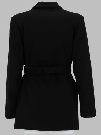 Ganni Belted Crepe Blazer - Black