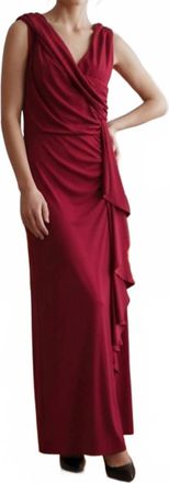 DKNY Sleeveless V-Neck Evening Gown In Red