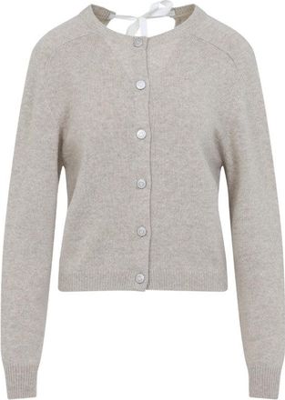 Carven Cashmere Button-Up Sweater With Delicate Tie Detail