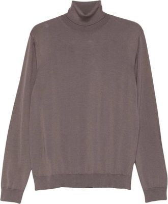 Daniele Fiesoli Fijngebreide coltrui sweater - Heren - Truien - Grijs - Maat: XL Wol