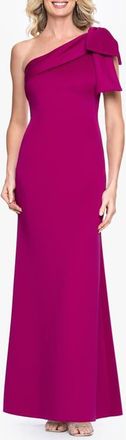 Betsy & Adam One-Shoulder Scuba Crepe Gown in Fushia at Nordstrom, Size 14