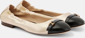 Tod's Metallic leather ballet flats