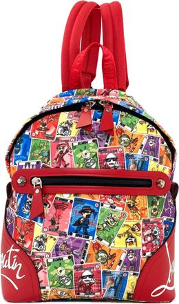 Christian Louboutin Red Color Canvas Leather Backpack (Pre-Owned)