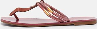 Sergio Rossi Purple/brown Leather And Pvc T Strap Flat Slides