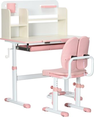 HOMCOM Pupitre infantil 80x52x109 cm rosa