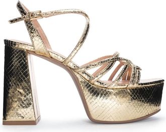 Chinese Laundry Womens No Prob Platform Hi Heels Sandal In Metallic Disco