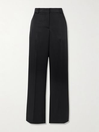 Stella McCartney Pantaloni A Gamba Larga In Raso - Nero