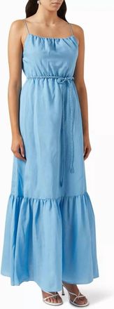 Alice & Olivia Jayda Tie-Waist Tiered Dress In Blue