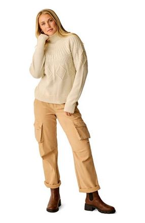 Carve Designs Neve Cable Turtleneck in Birch at Nordstrom, Size Xx-Small