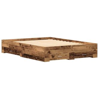Berkfield Home Bed Frame with Drawers Old wood Engineered wood 140 x 190 cm in Brown