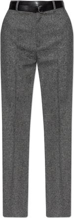 Maison Margiela Broek met riem - Dames - Slim Fit Broeken - Grijs - 2XS - Wol - Broeken