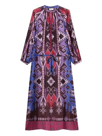 Pierre-Louis Mascia Aloe geometric-print belted maxi dress - Purple