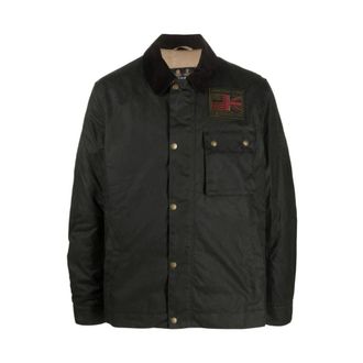 Barbour Dark Green Cotton Jacket with Corduroy Collar