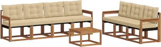 vidaXL Conjunto De Sof&aacute;s De Exterior 8 Uds. Natural Y Beige Vidaxl