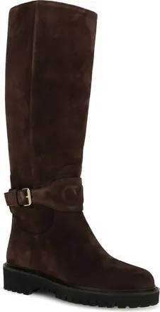 Valentino Garavani Womens Vlogo Signature Suede High Boots Ebony Brown Upper: Suede; Sole: Rubber