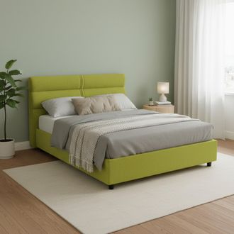 Dmora Cama De Plaza Y Media Briona, Desenfundable, Con Almacenaje Hecha En Italia, Dimensi&oacute;n Colch&oacute;n 120x200 Cm, Verde
