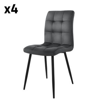 ML Design Lote de 4 sillas de comedor de terciopelo, antracita
