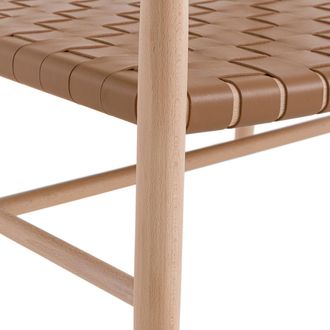 AM.PM Fauteuil in massief beukenhout en leren riemen, Milda