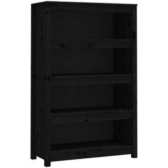 vidaXL Book Cabinet Black 80x35x126 cm Solid Wood Pine Vidaxl