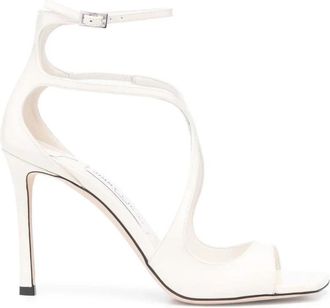 Jimmy Choo London Azia 95 Sandalen - Dames - Sandalen met hakken - Wit - 41 EU - Leer - Schoenen