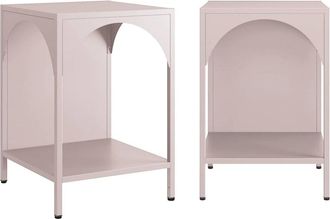 Sweeek Mesita de noche industria de metal, set de 2, rosa