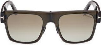 Tom Ford Edwin 54mm Square Sunglasses in Gunmetal /Khaki /Havana at Nordstrom Rack
