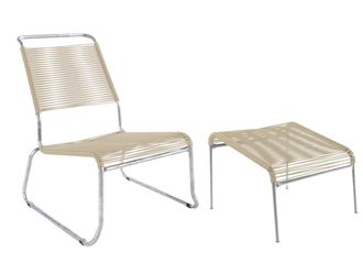 Schubiger M&ouml;bel Spaghetti-Kufen-Lounger-Hochlehner + Hocker S&auml;ntis