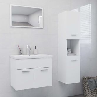 vidaXL Juego De Muebles De Ba&ntilde;o Madera De Ingenier&iacute;a Blanco Vidaxl