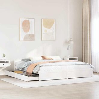 vidaXL Estructura De Cama Sin Colch&oacute;n Madera Maciza Blanca 200x200 Cm Vidaxl
