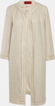 Carolina Herrera Beige Tweed Open Front Coat