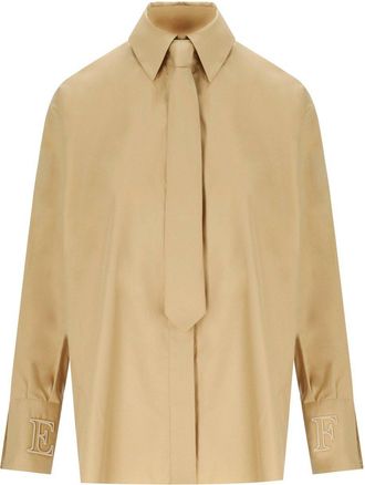 Elisabetta Franchi CAMICIA CON CRAVATTA CAMMELLO ELISABETTA FRANCHI