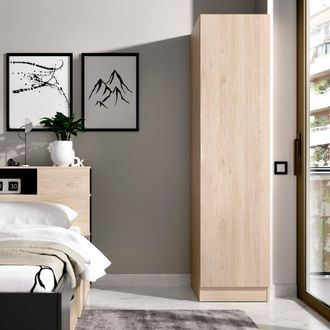 Dmora Armario Cusna, Percha Para Dormitorio, Armario Con 1 Puerta Simple, 41x52h184 Cm, Roble - Dmora