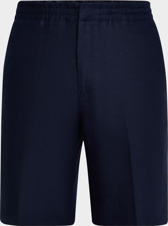 Ermenegildo Zegna Mens Oasi Lino Stretch Flat-Front Shorts