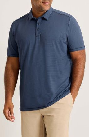 Tommy Bahama Costa Wave Seersucker Stripe IslandZone Polo in Carbon Navy at Nordstrom, Size Large