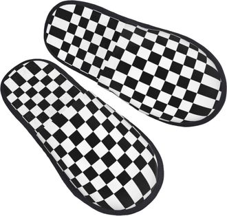 Generic DRTGEDS Fall Winter Black White Stripe Print Fuzzy Slippers Comfortable House Shoes Portable Hotel Travel Gifts for Women Men