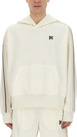 Palm Angels White Logo Hood Sweatshirt