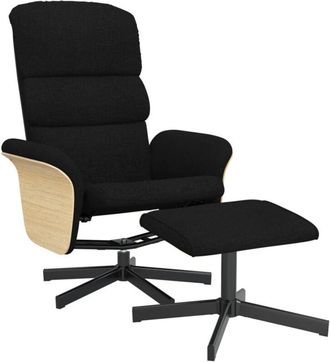 vidaXL Sillón reclinable con reposapiés tela negro Vidaxl
