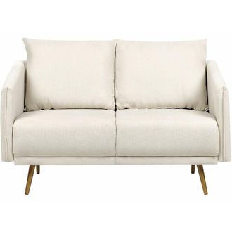 Beliani Beliani - Divano in Tessuto Beige 2 Posti Cuscini Sfoderabili 130 x 78 x 68 cm Maura