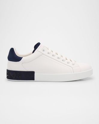 Dolce & Gabbana Mens Portofino Calfskin Low-Top Sneakers