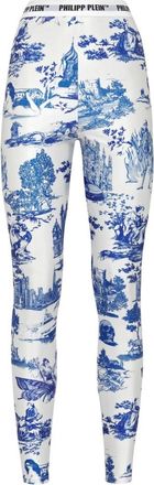 Philipp Plein Leggings EN Plein AIR - Dames - Leggings - Wit - S - Katoen - Broeken