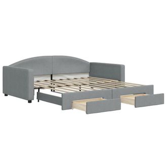 vidaXL Sof&aacute; Cama Nido Con Cajones Tela Gris Claro 100x190 Cm Vidaxl