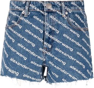 Alexander Wang Logo Print Denim Shorts - Dames - Denim shorts - Blauw - W26 - Denim - Korte Broeken