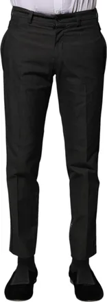 Dolce & Gabbana Gray Cotton Patterned Formal Mens Pants