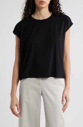 Eileen Fisher Short Sleeve Tencel Lyocell T-Shirt in Black at Nordstrom Rack, Size Xx-Small